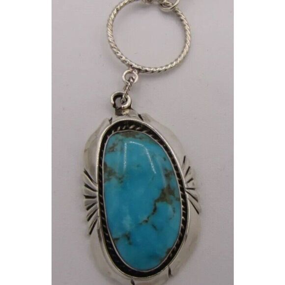 Chaco Canyon Turquoise Sterling Silver R.B.925  Designer Gregg P. necklace 25 in - Picture 2 of 6